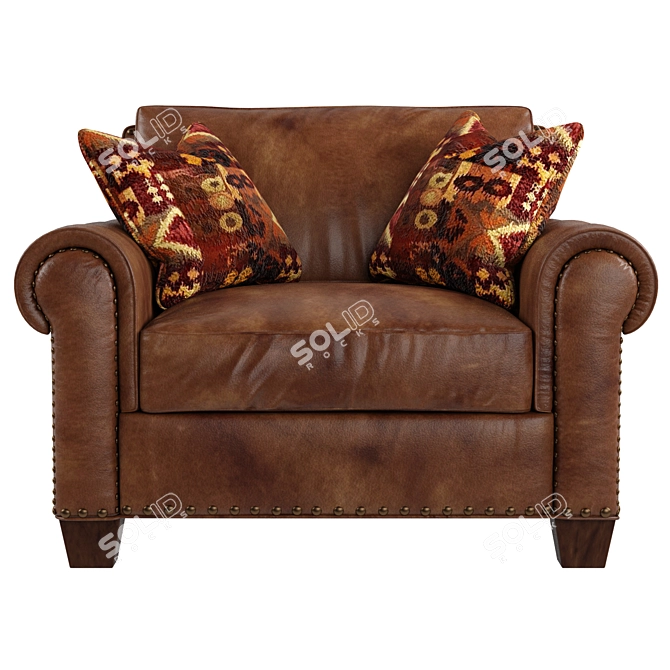 Silverado Caramel Brown Leather Chair 3D model image 3