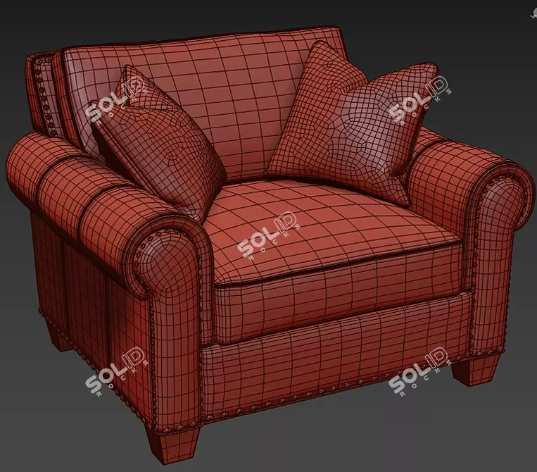 Silverado Caramel Brown Leather Chair 3D model image 5