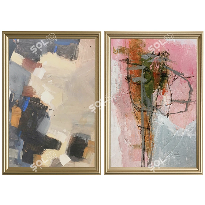 Abstract Canvas Wall Art 3D model image 1