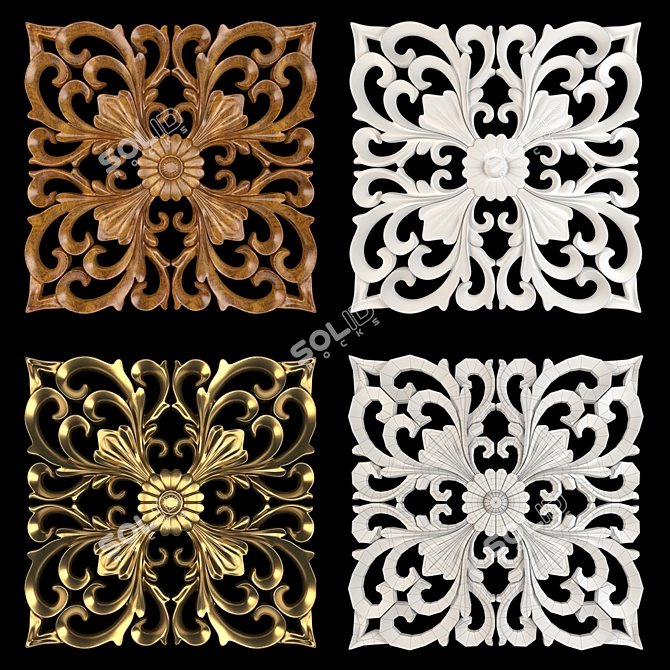 Elegant Wall Rosettes 35cm 3D model image 1