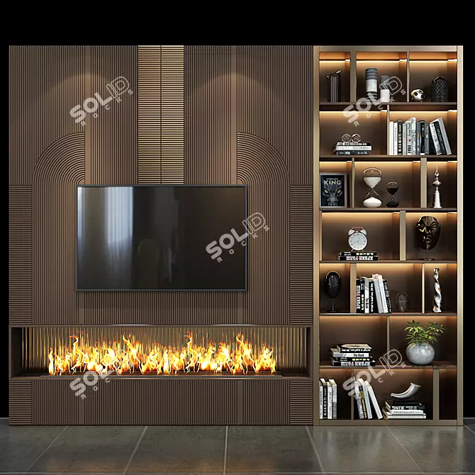 Modern TV Wall Set 3D model image 1