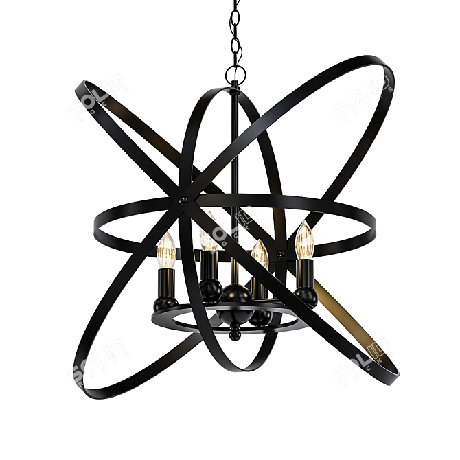 Geometric 4-Light Chandelier 3D model image 1