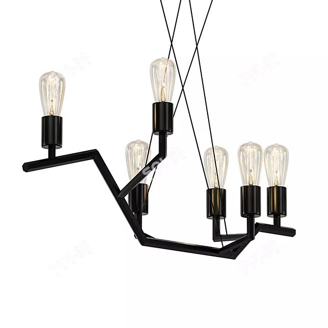 Bold Geometric 6-Light Chandelier 3D model image 1