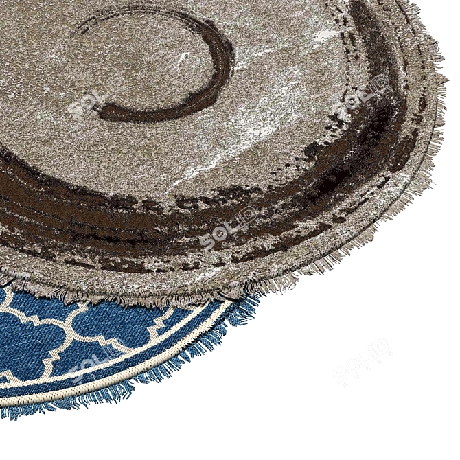 Vintage Round Rug 3ft - Elegant & Durable 3D model image 2