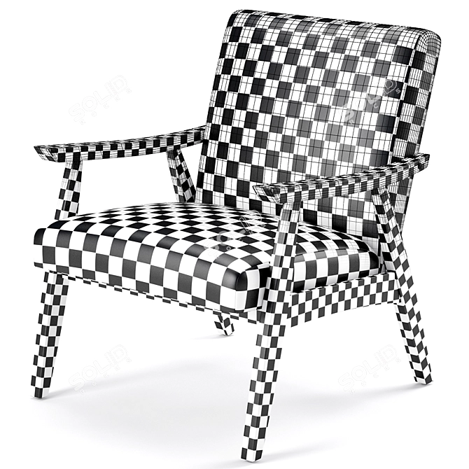 Elegant Linen Mid Century Chair 3D model image 4