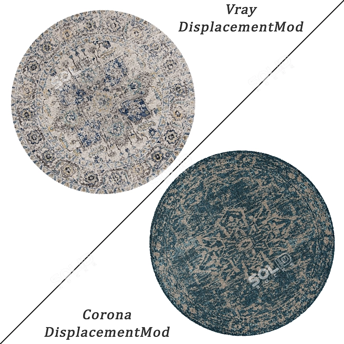 6-Piece Round Carpet Set - Versatile Designs for VRay and Corona 3D model image 2