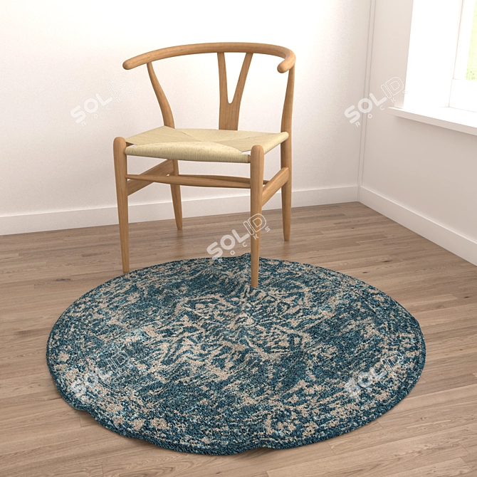 6-Piece Round Carpet Set - Versatile Designs for VRay and Corona 3D model image 4