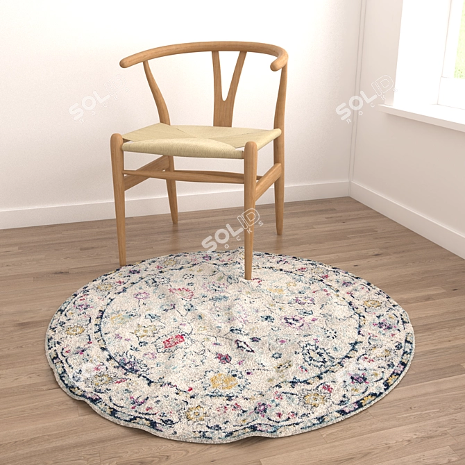 Round Carpets Set - Versatile 6-Piece Rug Collection 3D model image 4