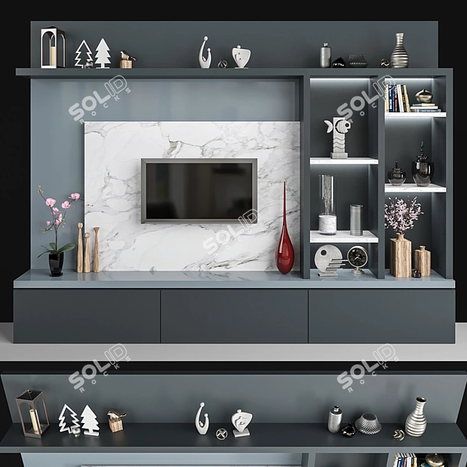 Versatile TV Wall Unit 3D model image 1