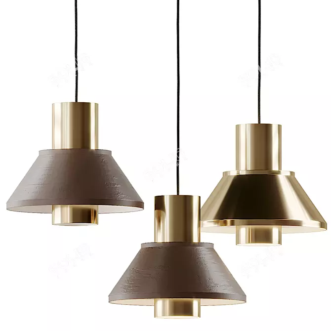 Vintage Brass Life Pendant by Jo Hammerborg. 3D model image 1