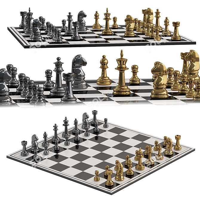 Luxury Chess Set | Stylish Design 3D model image 1