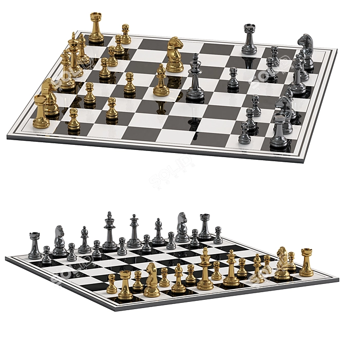 Luxury Chess Set | Stylish Design 3D model image 2