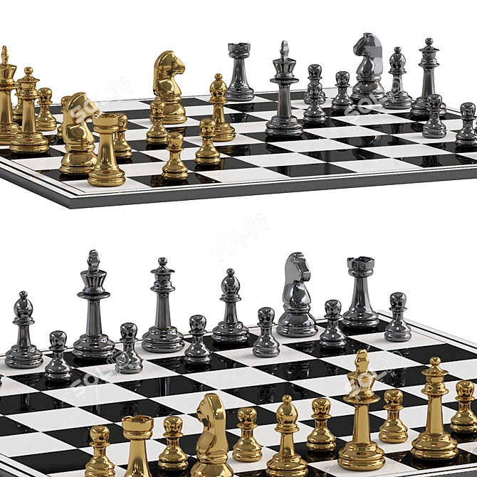 Luxury Chess Set | Stylish Design 3D model image 3