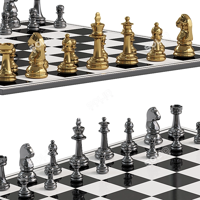 Luxury Chess Set | Stylish Design 3D model image 4