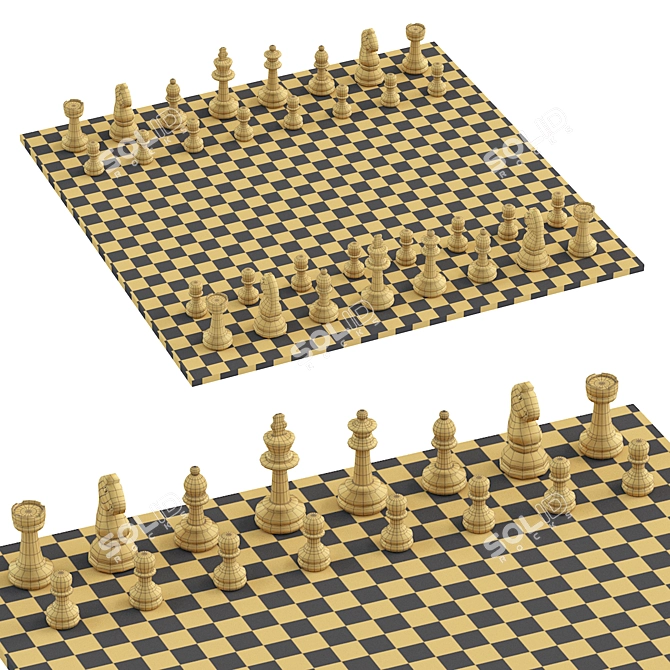 Luxury Chess Set | Stylish Design 3D model image 5