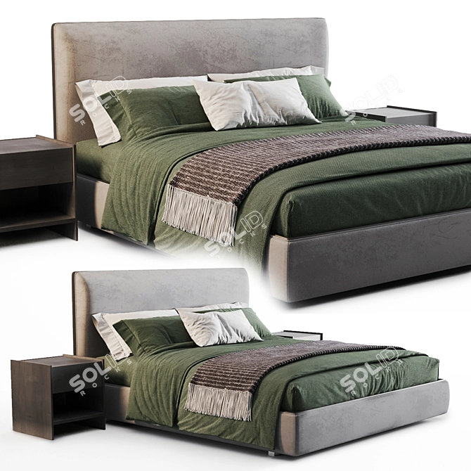 Elegant Molteni Ribbon Bed 3D model image 2