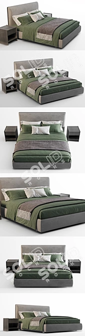 Elegant Molteni Ribbon Bed 3D model image 4