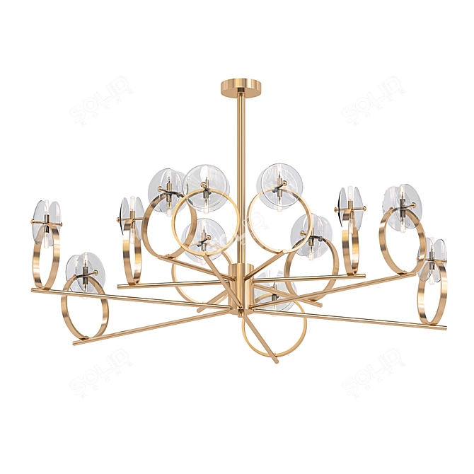 Crystal Gold Ring Chandelier 3D model image 1