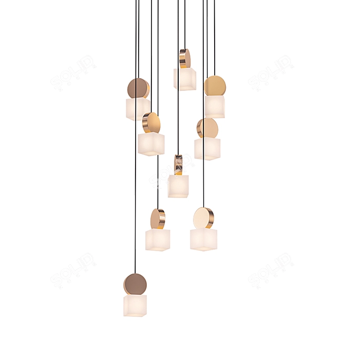 Sleek Marble Pendant Light 3D model image 1