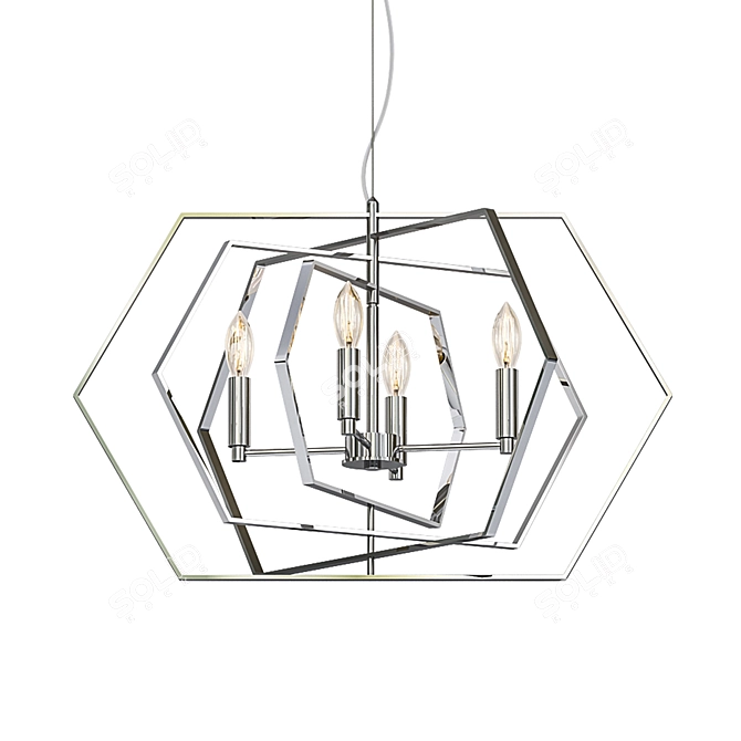 Modern Metal and Glass Pendant Light 3D model image 1