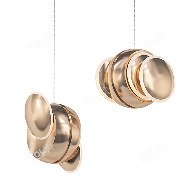 Golden LED Pendant Light 3D model image 1