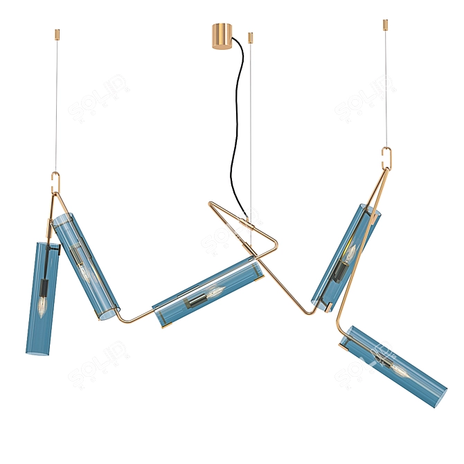 Designer Tube-Shaped Glass Pendant Light 3D model image 1