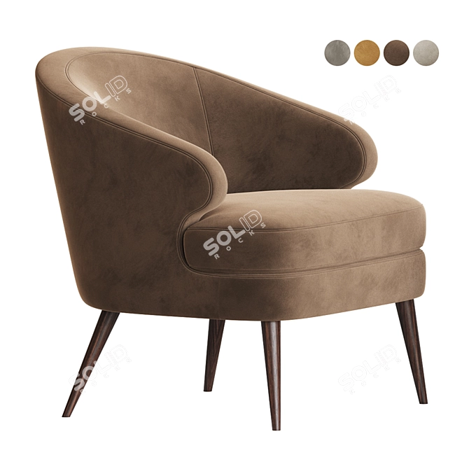 Luxdeco Xangai Velvet Armchair 3D model image 3