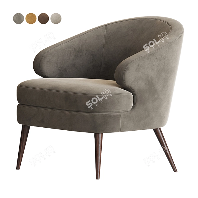 Luxdeco Xangai Velvet Armchair 3D model image 5