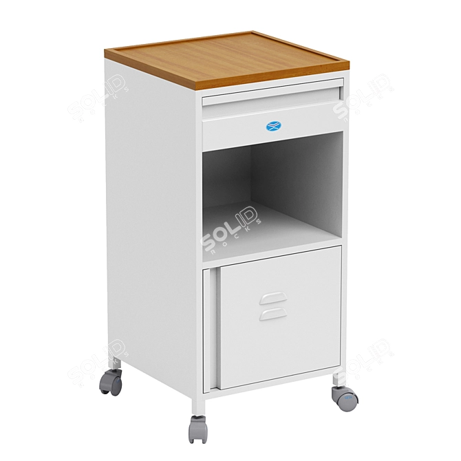 Versatile Hospital Bed Side Locker 3D model image 1