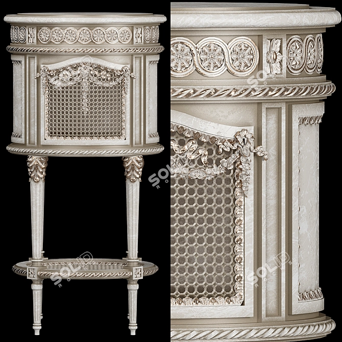 Elegant Versailles Nightstand 3D model image 1