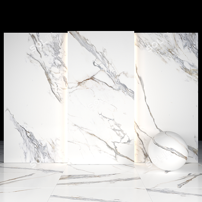 Elegant Kritios White Marble Slabs 3D model image 1