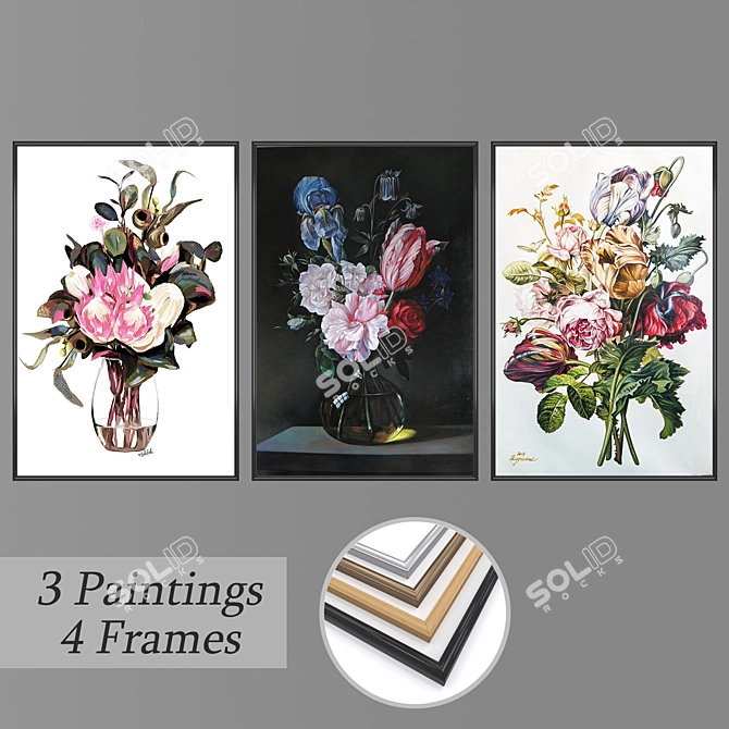 Assorted Set of Wall Paintings 3D model image 1