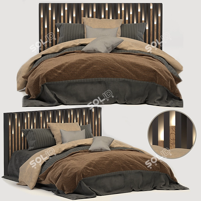 Minimalist Light Line Bed 3D model image 1