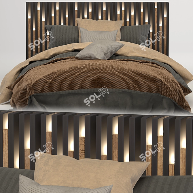 Minimalist Light Line Bed 3D model image 3