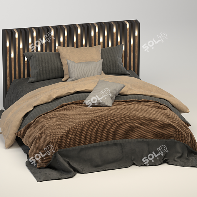 Minimalist Light Line Bed 3D model image 4