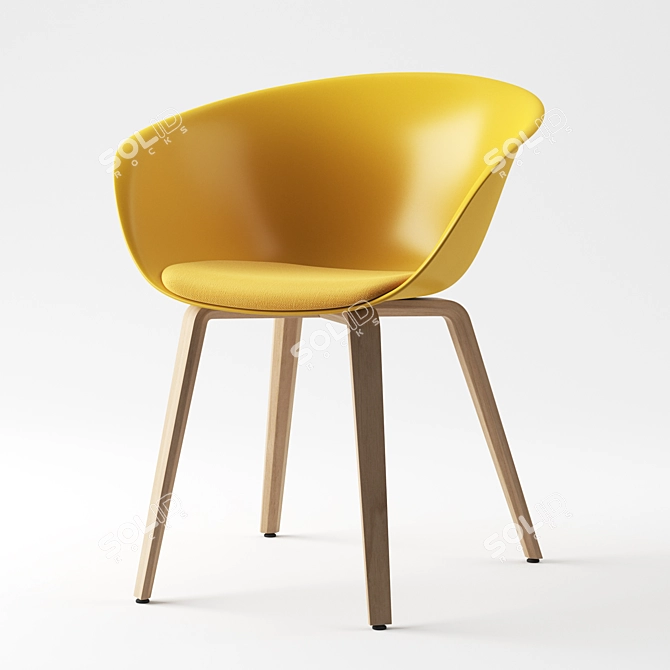 Elegant Duna 02 Wood Chair 3D model image 2