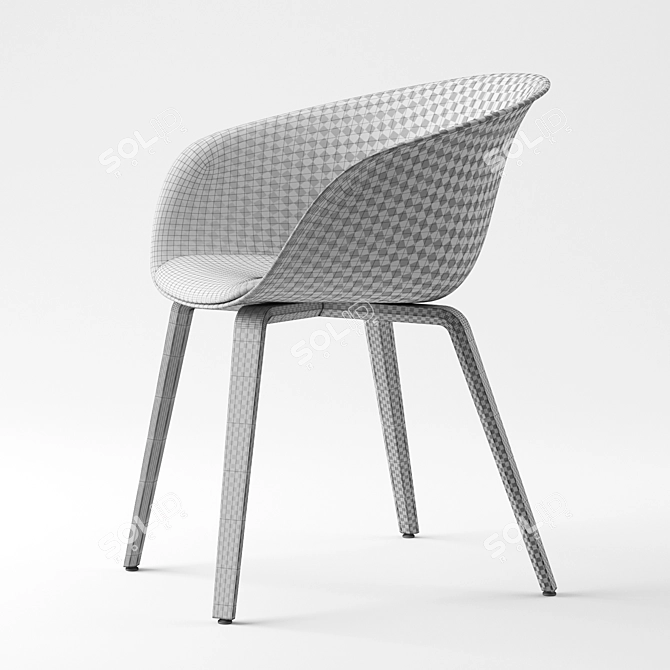 Elegant Duna 02 Wood Chair 3D model image 5