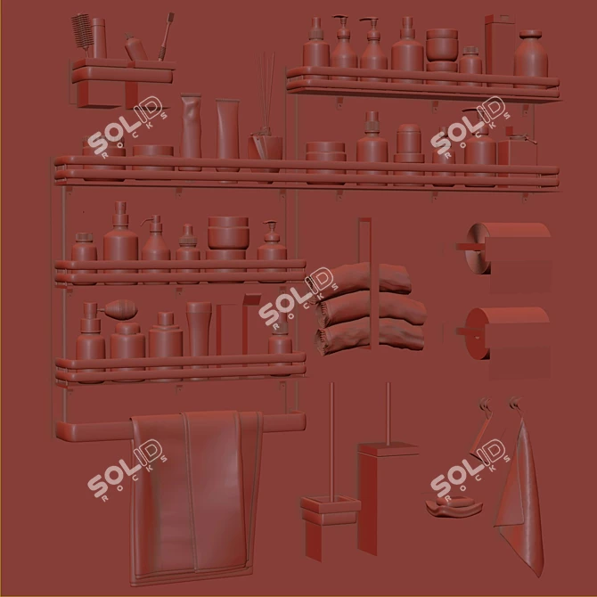 Modern Bathroom Accessory Set 3D model image 4