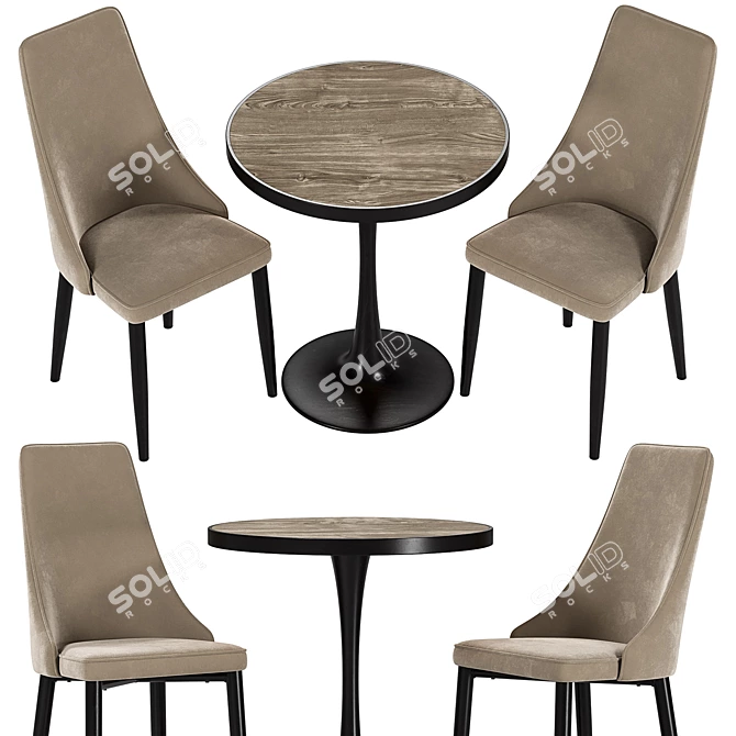 Elegant Largo Dining Chair & Dorian Table Set 3D model image 2