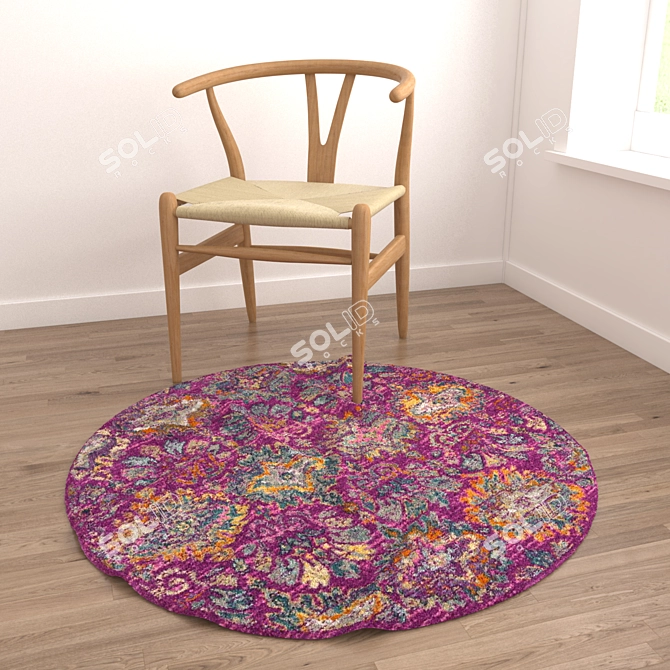 Round Carpet Set: Versatile 6-Piece Collection 3D model image 4