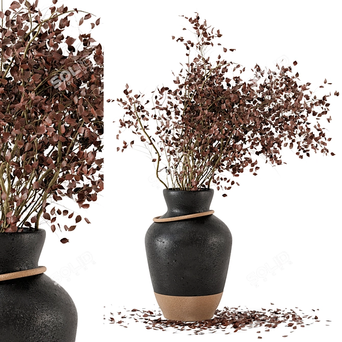 Concrete Pot Dried Plants Bundle 3D model image 1