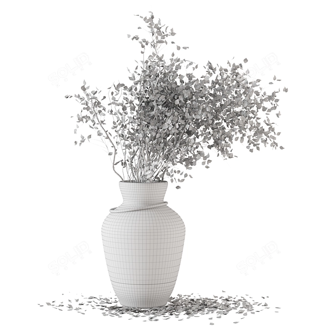 Concrete Pot Dried Plants Bundle 3D model image 3