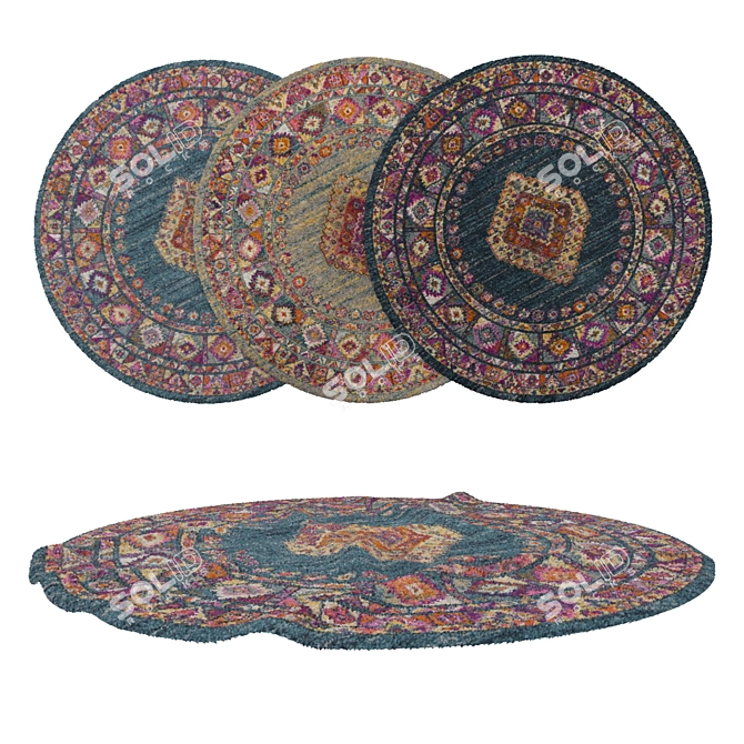 Round Rug Set: Versatile Carpets 3D model image 1