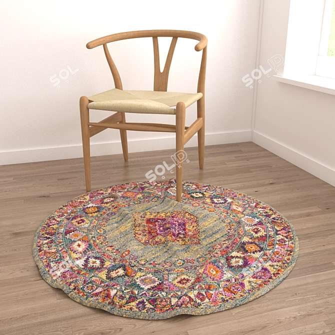 Round Rug Set: Versatile Carpets 3D model image 4