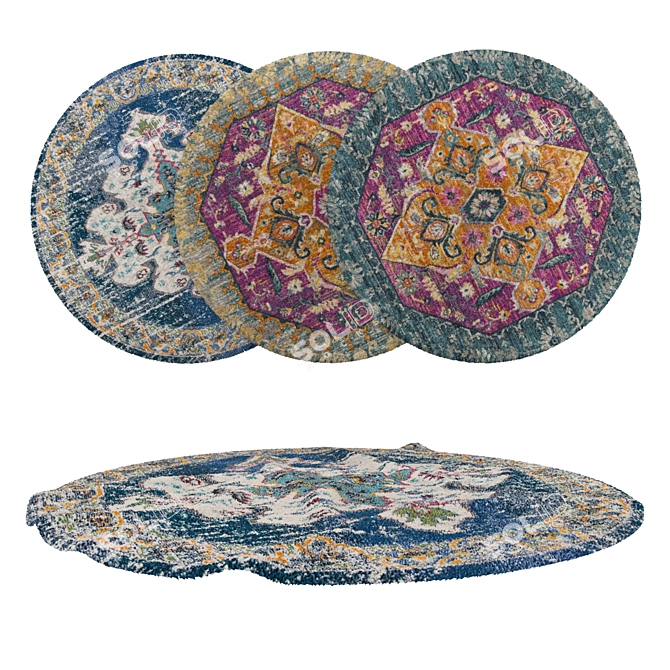 Versatile Round Carpets Set 3D model image 1