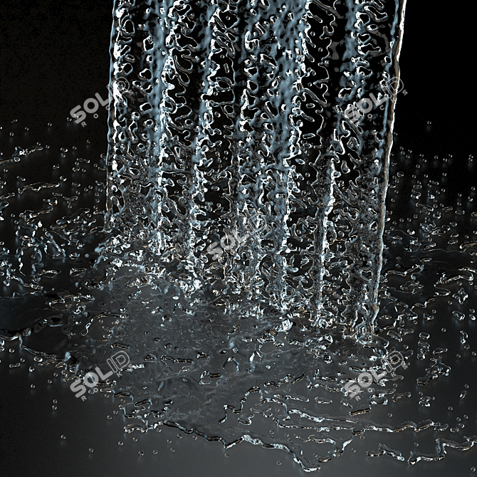 Eleganter Edelstahl-Wasserfall 60cm 3D model image 2