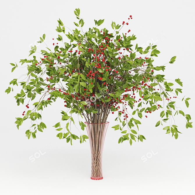 Vibrant Berry Blossom Floral Decor 3D model image 1