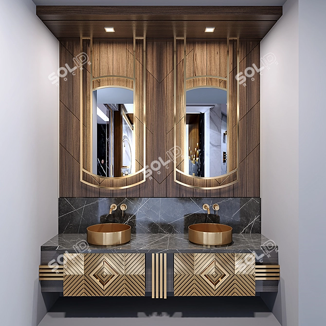 Elegant Bathroom Furniture Set 3D model image 4