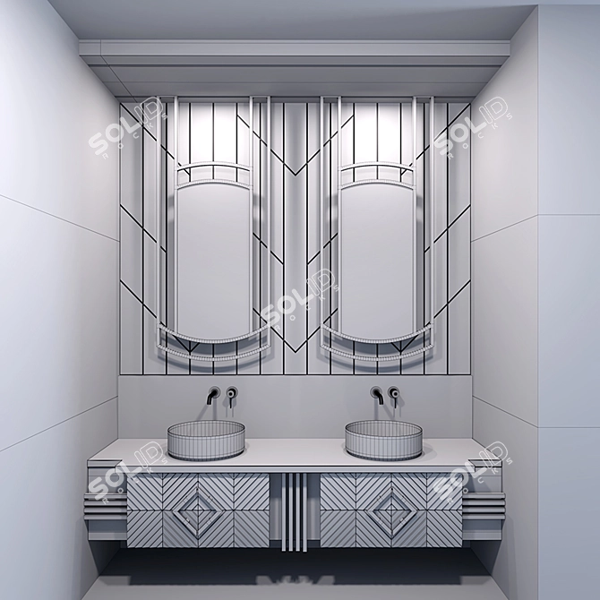 Elegant Bathroom Furniture Set 3D model image 7