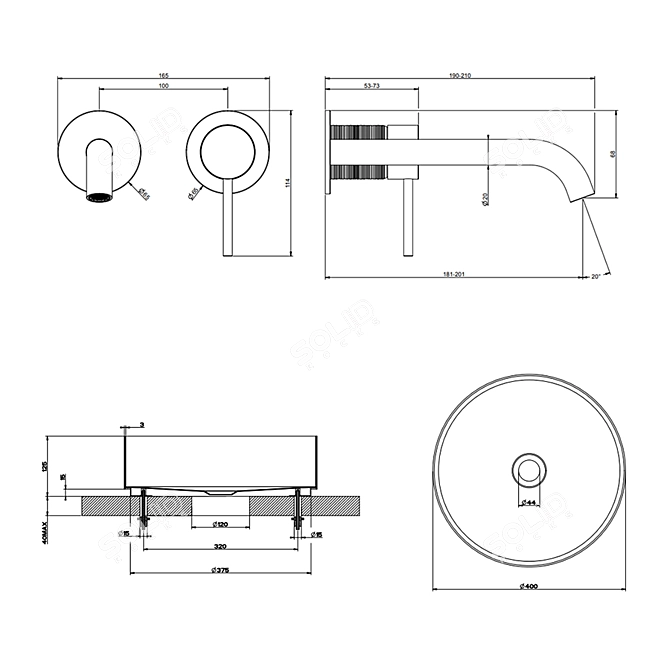 Elegant Bathroom Furniture Set 3D model image 8